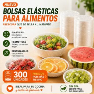 Pack 300 Bolsas Elásticas Cubre Alimentos | Cubre y Protege la Comida en Segundos